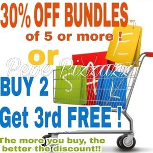 Buy2 get 3rd free. 5+ gets 30% off entire order